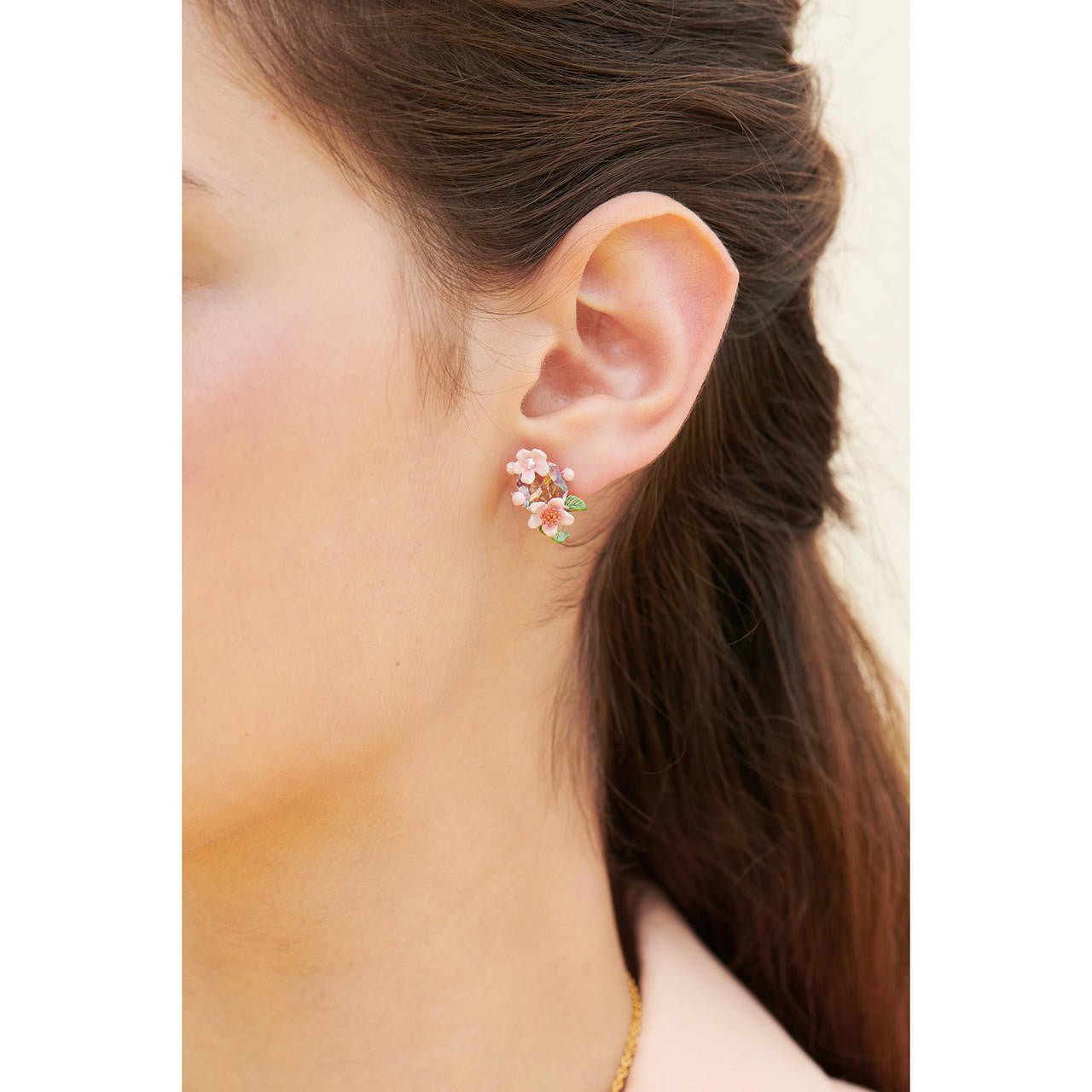 Cherry Blossom And Japanese Emperor Butterfly Earrings | ANHA1011 - Les Nereides