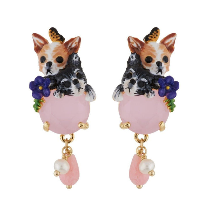 Chihuahuas With Pink Stone Earrings | AGLA1021 - Les Nereides