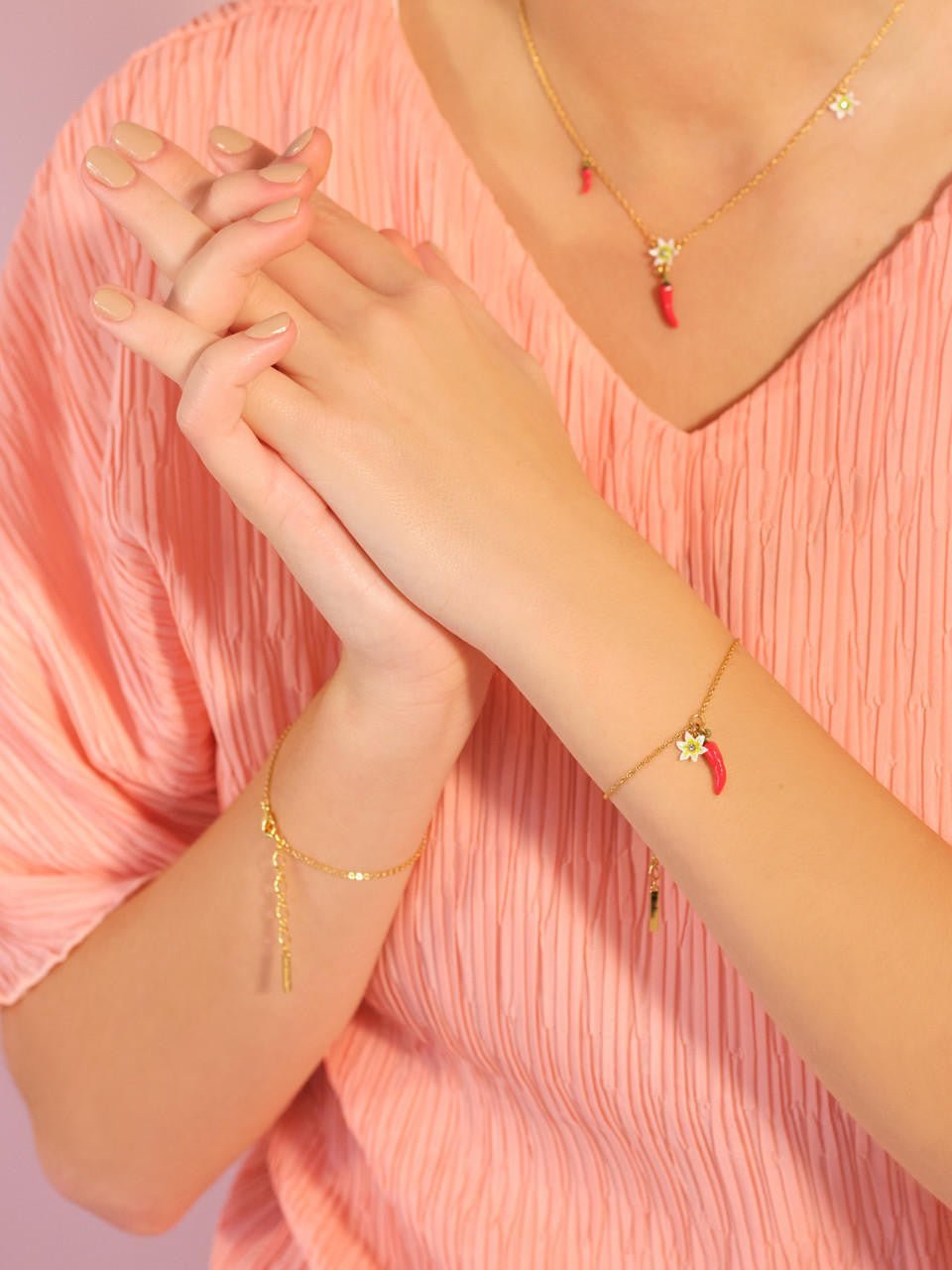 Chilli And Flower Charm Bracelet | APVE2061 - Les Nereides