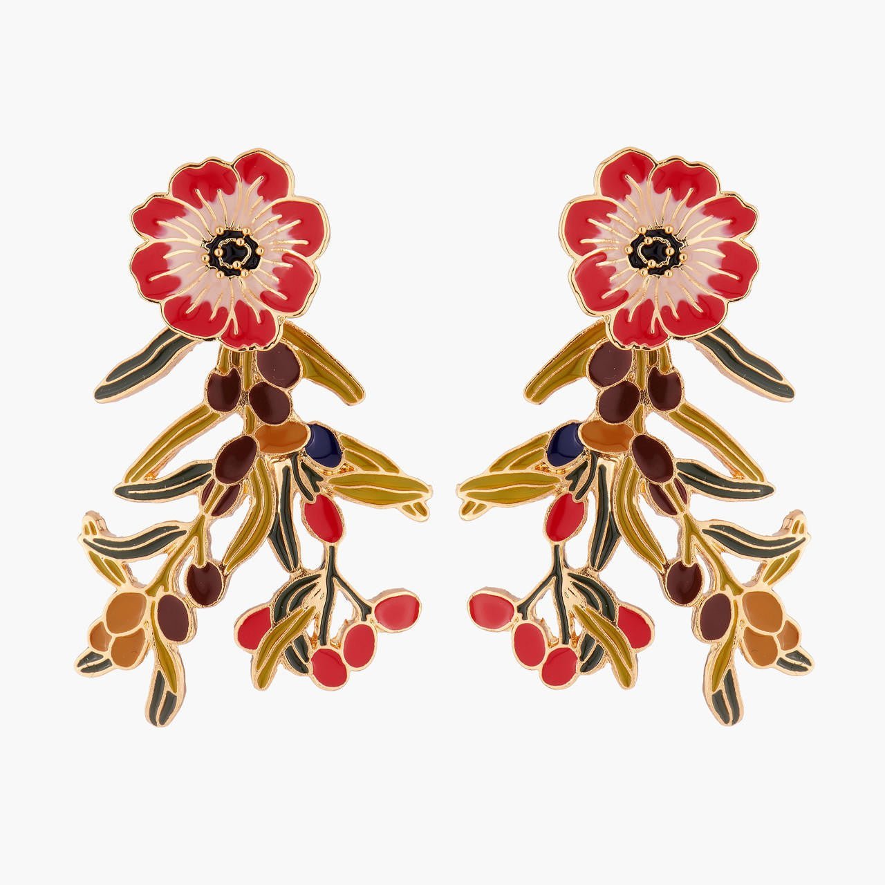 Chocolate Cosmos And Wild Berries Convertible Earrings | AMBE1051 - Les Nereides