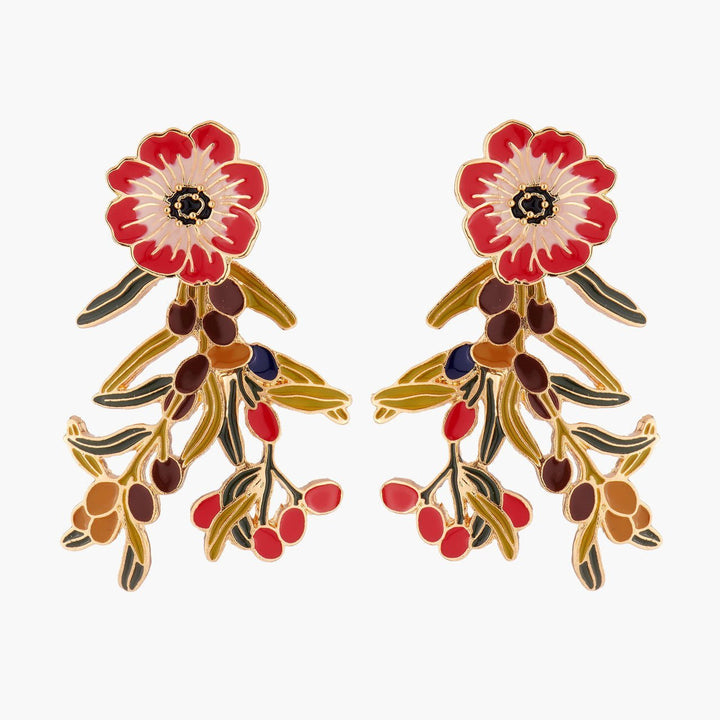 Chocolate Cosmos And Wild Berries Convertible Earrings | AMBE1051 - Les Nereides