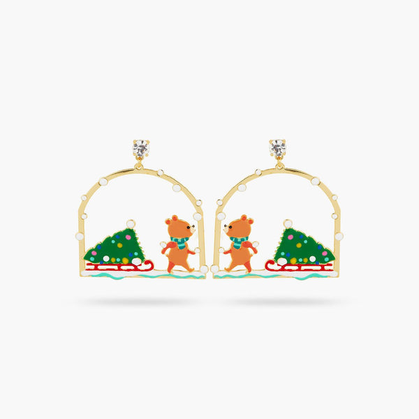 Christmas tree and cuddly bear earrings | AQSP1191 - Les Nereides