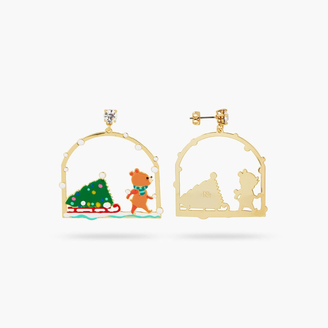 Christmas tree and cuddly bear earrings | AQSP1191 - Les Nereides