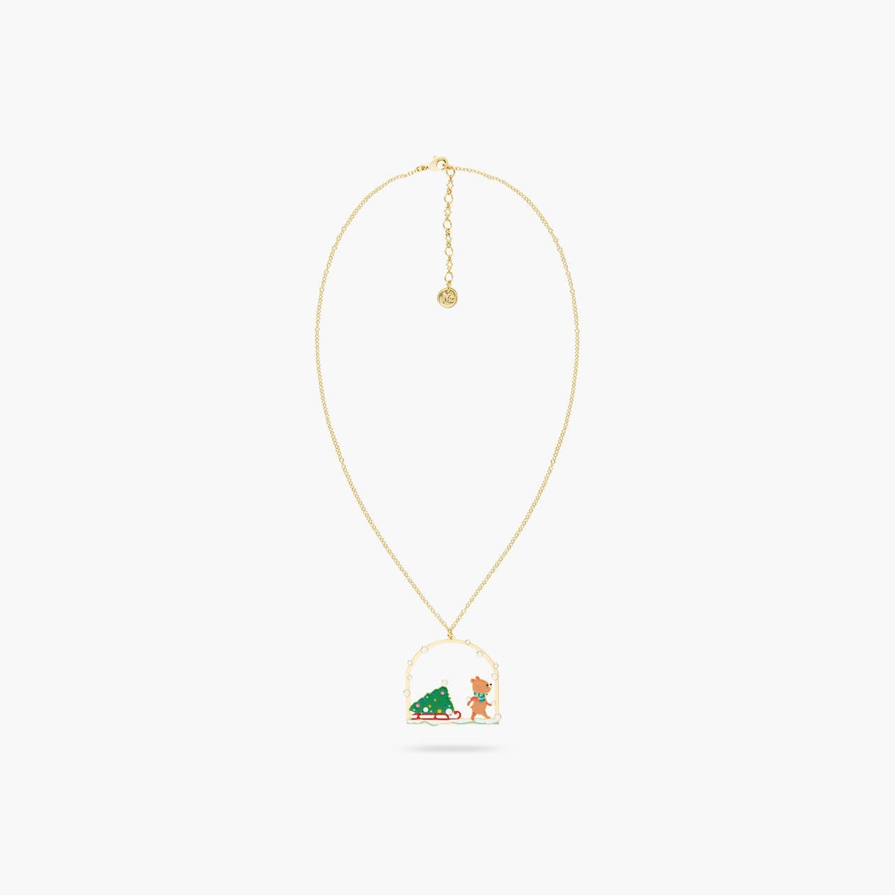 Christmas tree and cuddly bear Pendant necklace | AQSP3121 - Les Nereides