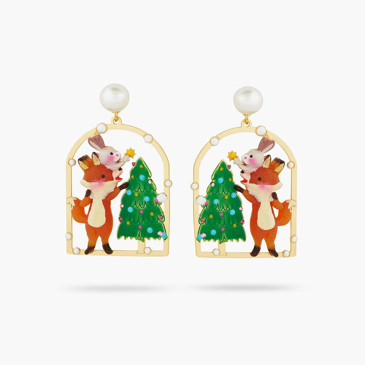 Christmas tree, rabbit and fox earrings | AQSP1181 - Les Nereides