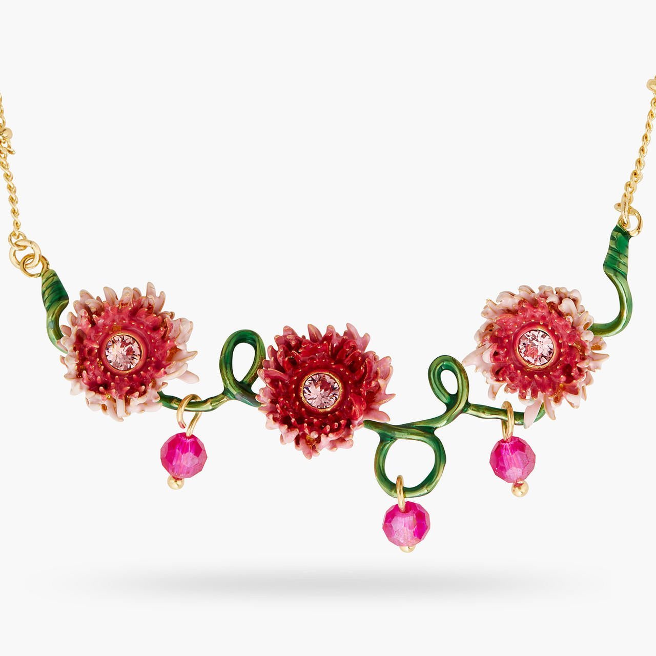 Chrysanthemum And Stem Statement Necklace | AQBI3041 - Les Nereides