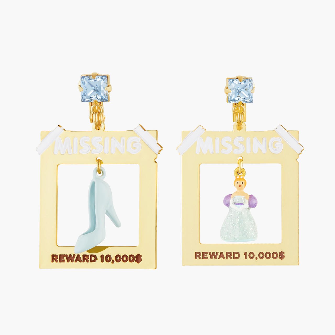 Cinderella, Slipper And Faceted Crystal Earrings | AOCE1121 - Les Nereides