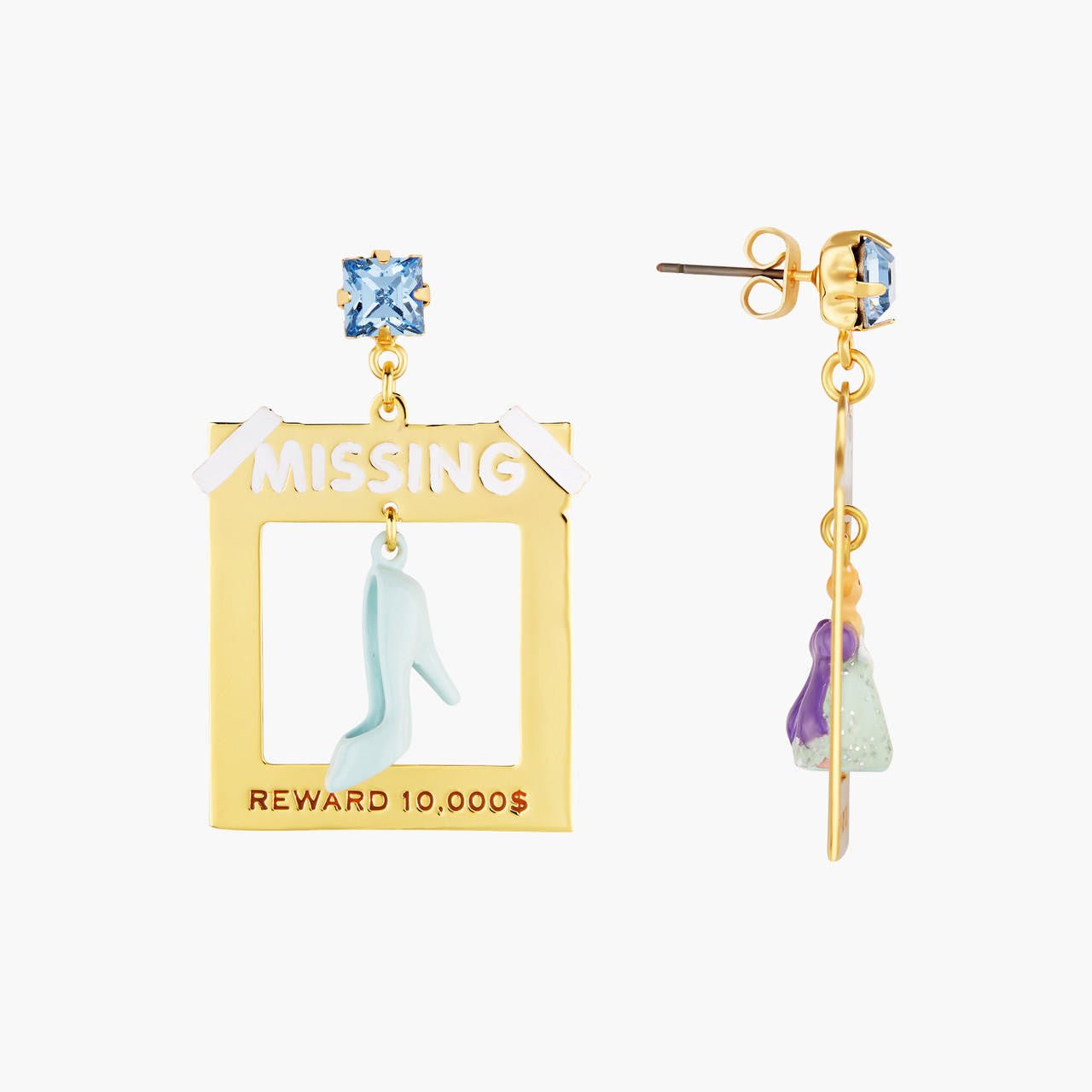 Cinderella, Slipper And Faceted Crystal Earrings | AOCE1121 - Les Nereides