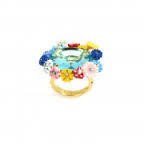 Cité Imaginaire Large Blue Stone W/Flowers Rings | ABCI602/11 - Les Nereides