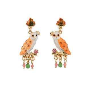 Clarte Nocturne Owl, Leaf & Teardrops Earrings | AECN103T/1 - Les Nereides