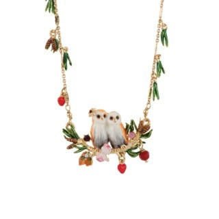 Clarte Nocturne Owls On A Branch With Heart & Pin Needles Necklace | AECN3071 - Les Nereides