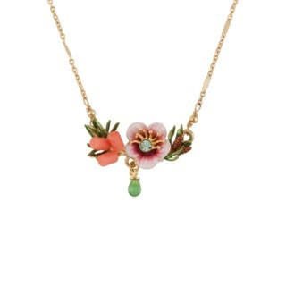 Clarte Nocturne Pink Flower, Pin Needles & Teardrop Necklace | AECN3061 - Les Nereides