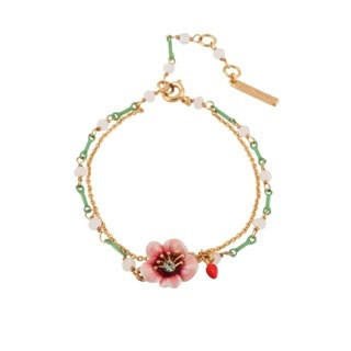 Clarte Nocturne Pink Flower With Enameled Chain & Heart Bracelet | AECN2011 - Les Nereides