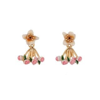 Clarte Nocturne White Flower With Rose Buds Ear Jacket Earrings | AECN1171 - Les Nereides