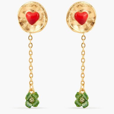 Clover And Heart Dangling Earrings | APLA1071 - Les Nereides