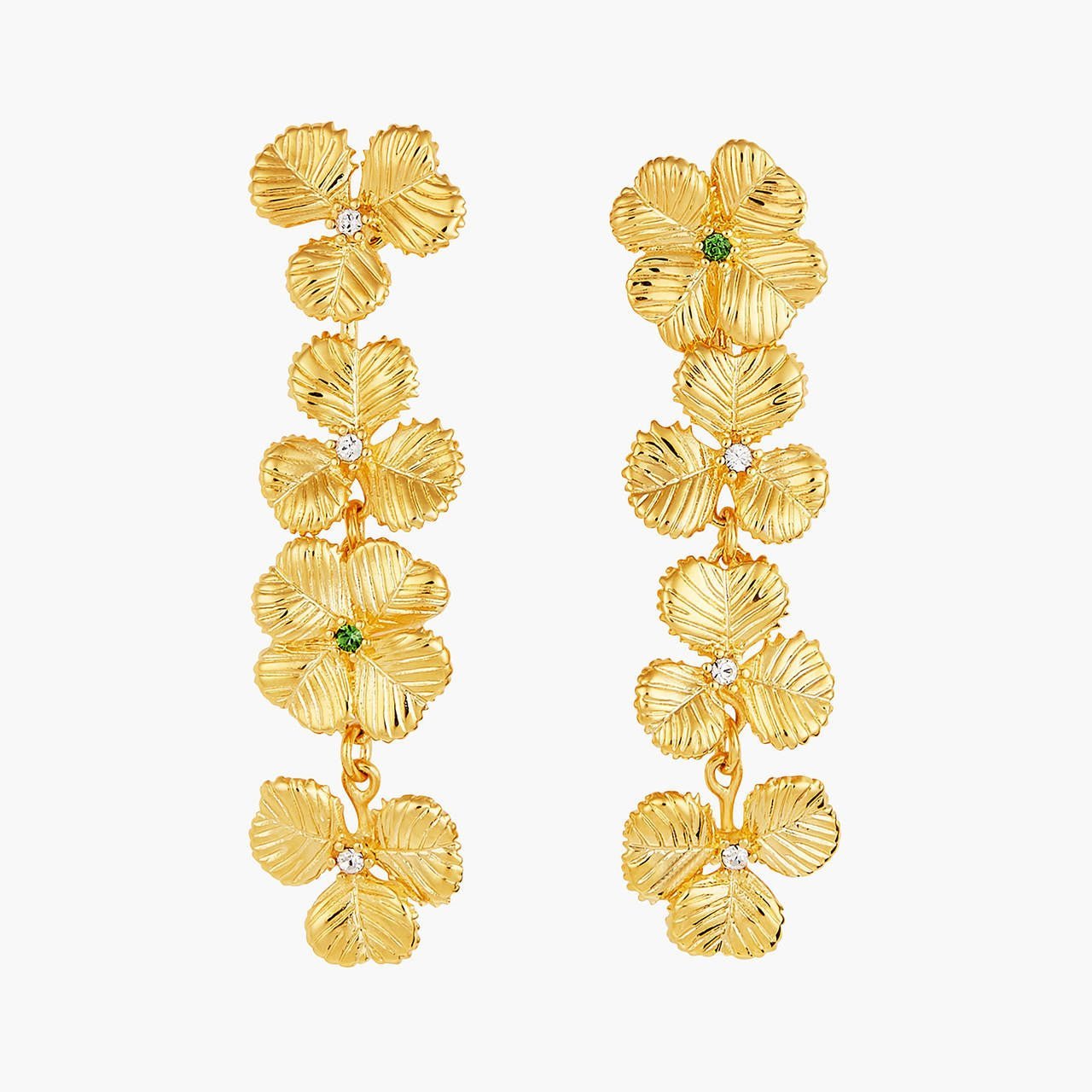 Clovers And Crystals Post Earrings | AOFC1011 - Les Nereides