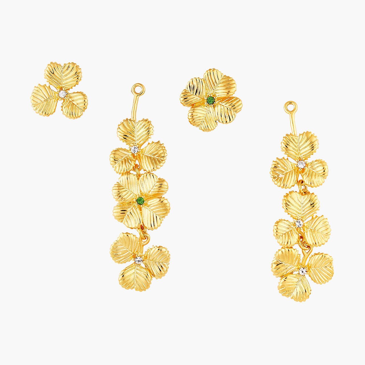 Clovers And Crystals Post Earrings | AOFC1011 - Les Nereides