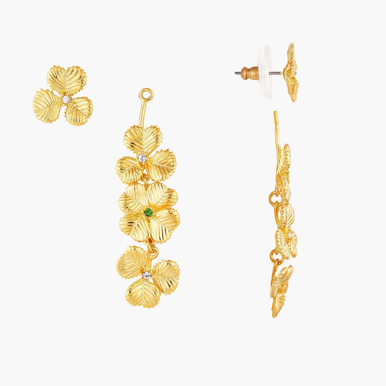 Clovers And Crystals Post Earrings | AOFC1011 - Les Nereides