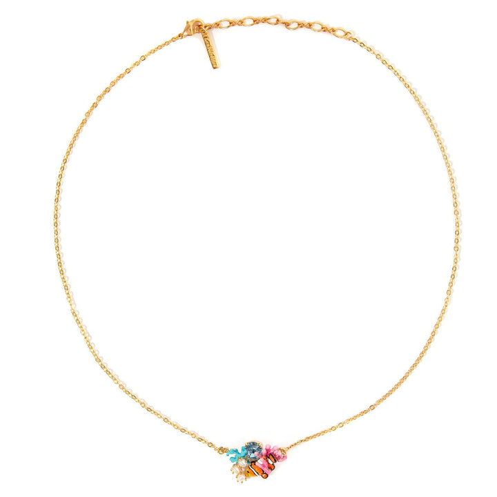 Clownfish, Anemones And Blue Crystal Necklace | AOGL3021 - Les Nereides
