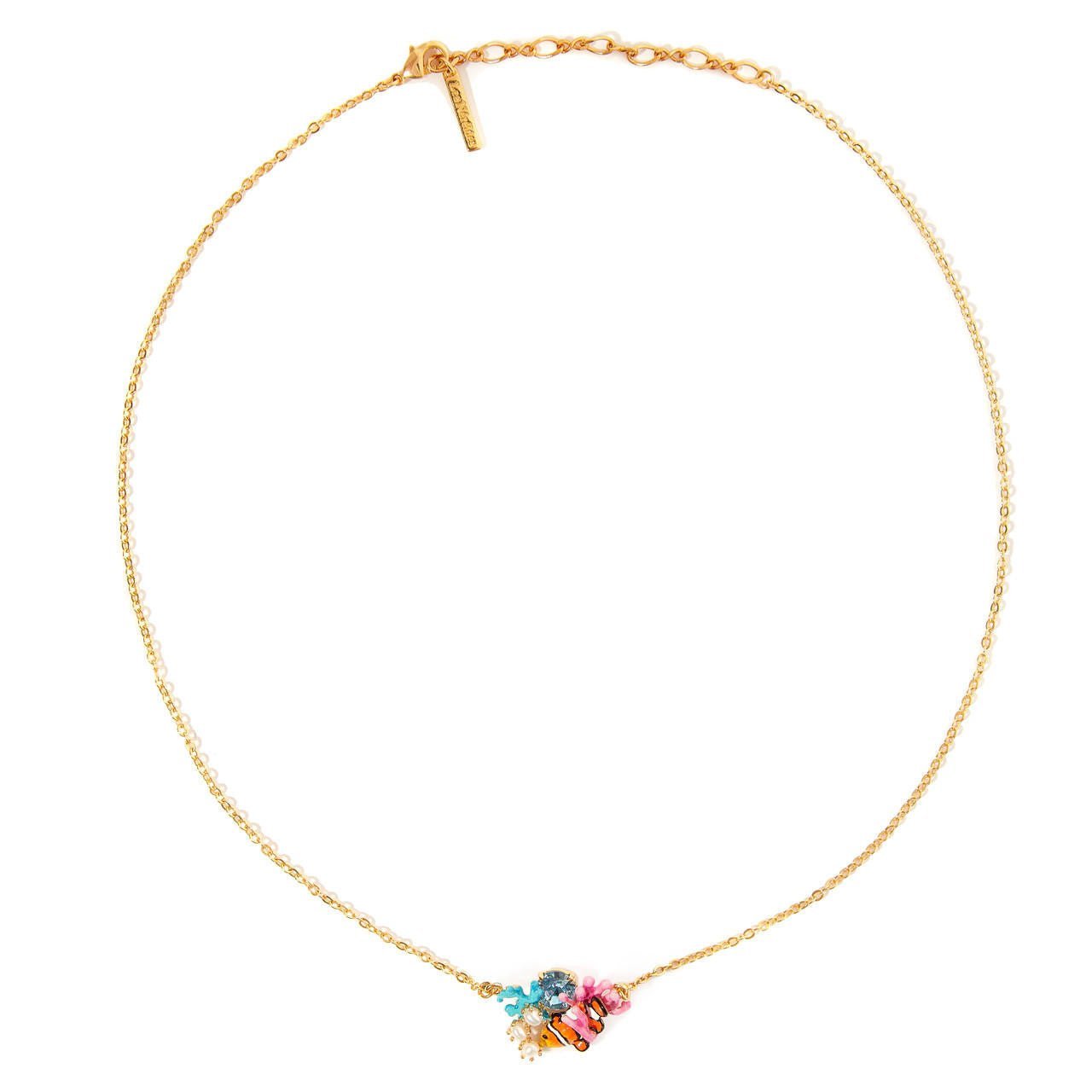 Clownfish, Anemones And Blue Crystal Necklace | AOGL3021 - Les Nereides