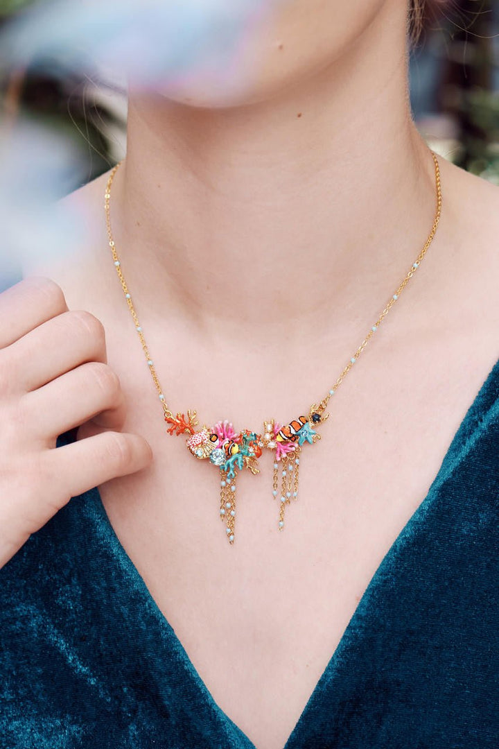 Clownfish, Anemones And Coral Statement Necklace | AOGL3011 - Les Nereides