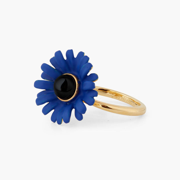 Cobalt blue gerbera adjustable ring | AQHC6011 - Les Nereides