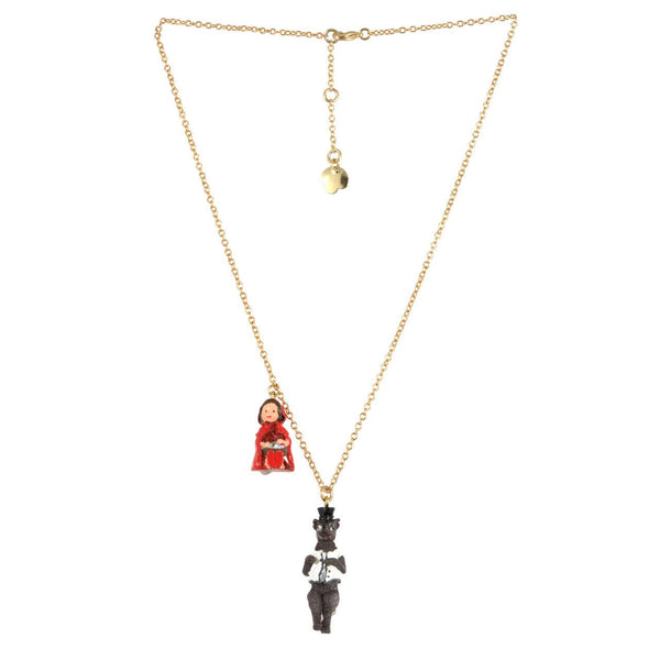 Collier Chaperon & Champignons Avec Un Loup Et Chaperon Rouge Necklace | YCC3041 - Les Nereides