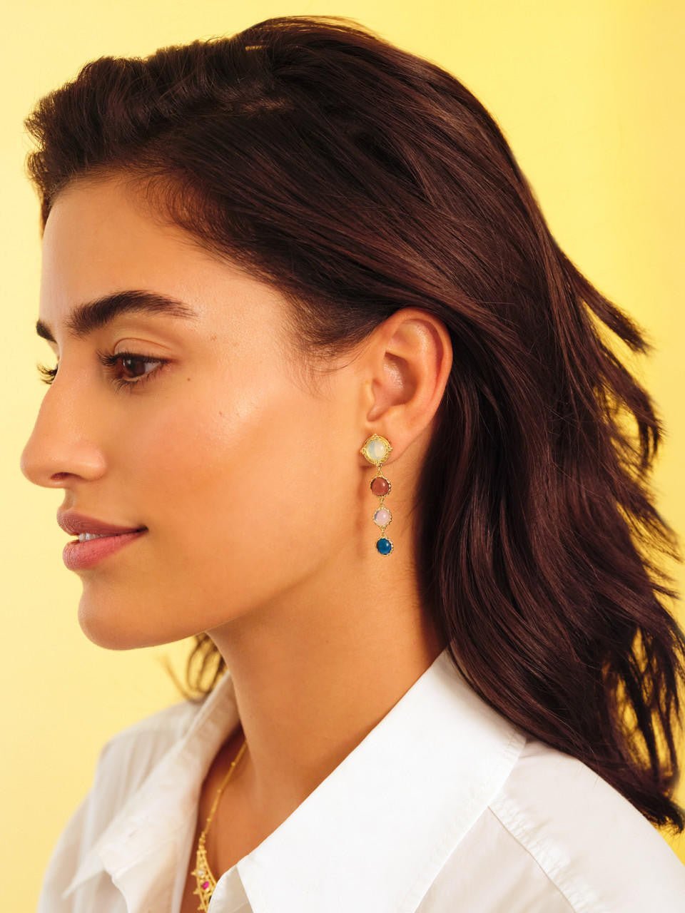 Coloured 4 Stone Dangling Earrings | APJS1041 - Les Nereides