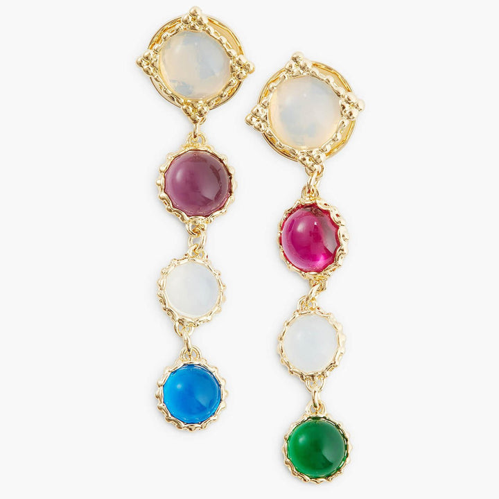 Coloured 4 Stone Dangling Earrings | APJS1041 - Les Nereides