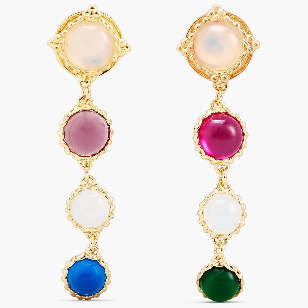 Coloured 4 Stone Dangling Earrings | APJS1041 - Les Nereides