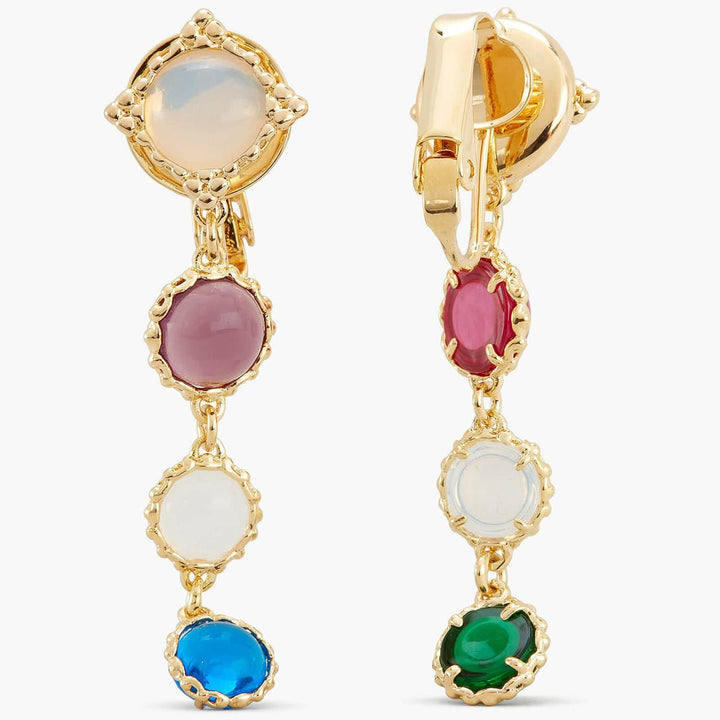 Coloured 4 Stone Dangling Earrings | APJS1041 - Les Nereides