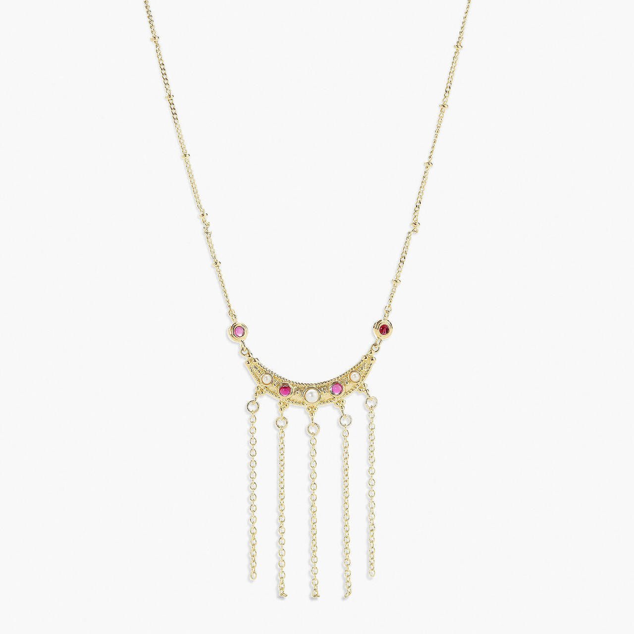 Coloured Stones And Chain Statement Necklace | APJS3051 - Les Nereides