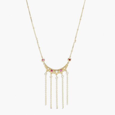 Coloured Stones And Chain Statement Necklace | APJS3051 - Les Nereides