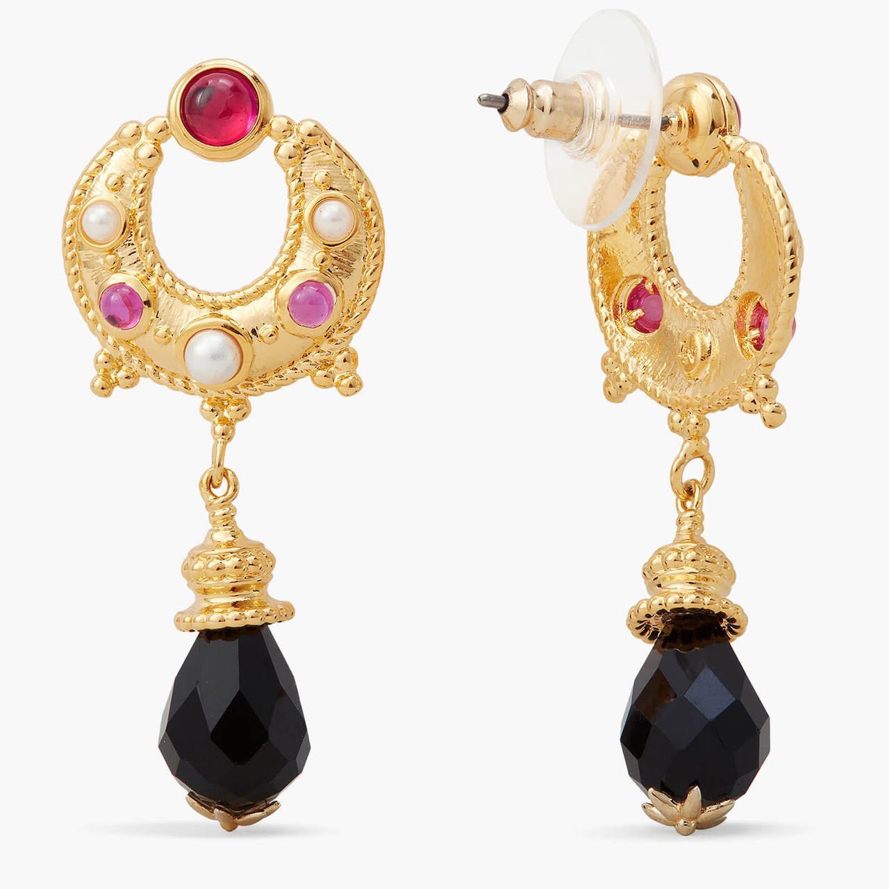 Coloured Stones And Moon Dangling Earrings | APJS1051 - Les Nereides
