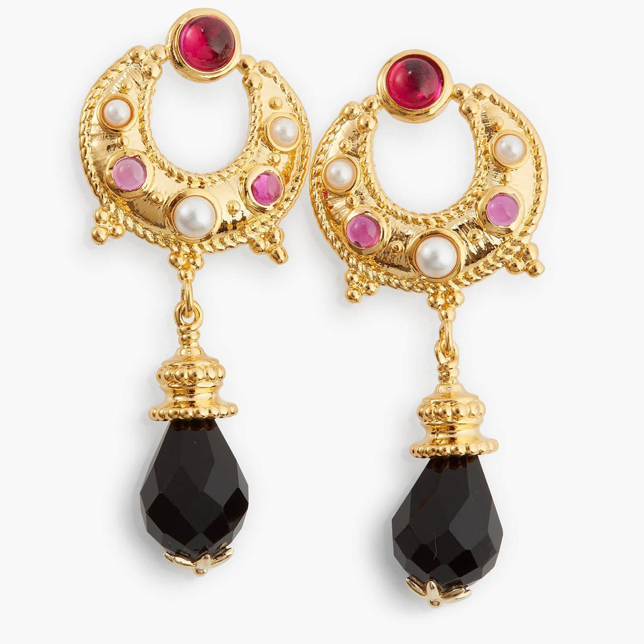 Coloured Stones And Moon Dangling Earrings | APJS1051 - Les Nereides