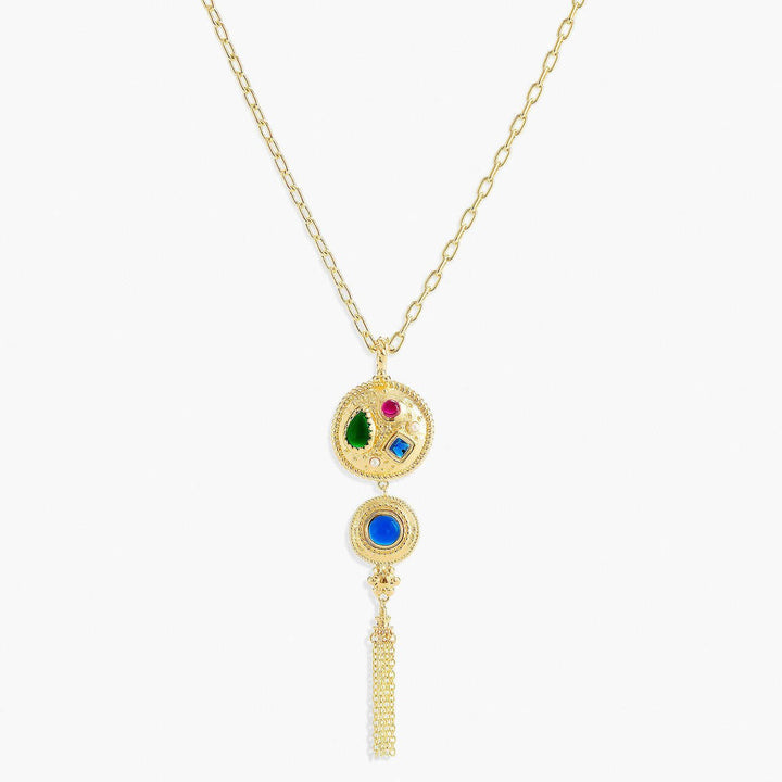 Coloured Stones Fine Medallion Necklace | APJS3021 - Les Nereides
