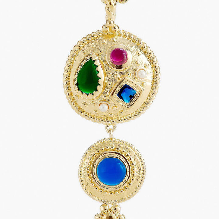 Coloured Stones Fine Medallion Necklace | APJS3021 - Les Nereides