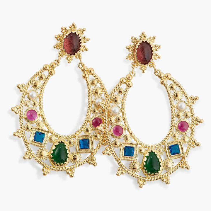Coloured Stones Hoop Earrings | APJS1011 - Les Nereides