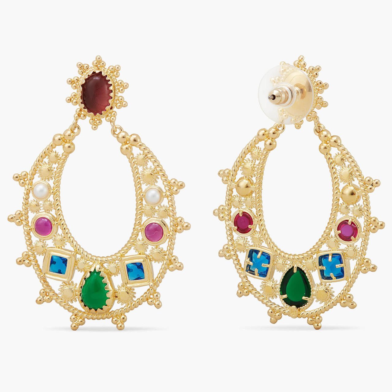 Coloured Stones Hoop Earrings | APJS1011 - Les Nereides
