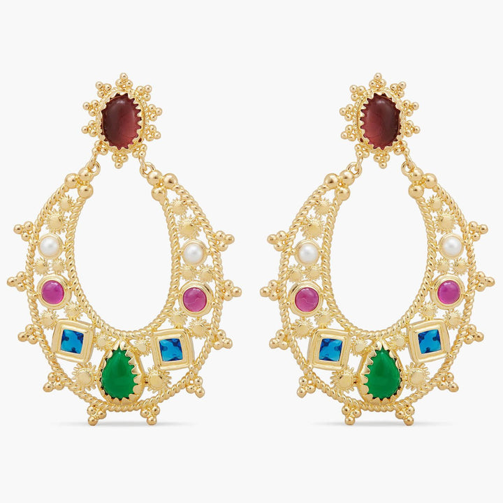 Coloured Stones Hoop Earrings | APJS1011 - Les Nereides