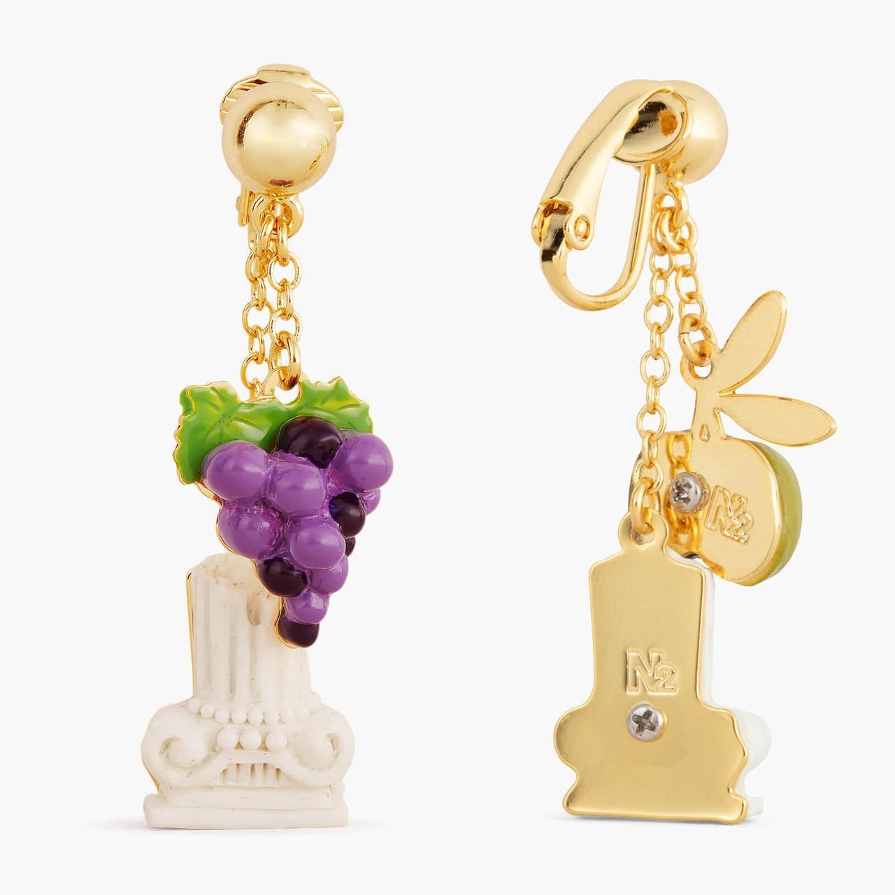 Column, Grapes And Olive Post Earrings | APPD1081 - Les Nereides