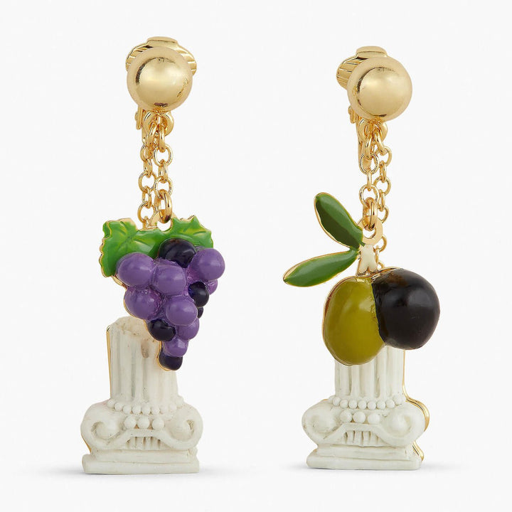 Column, Grapes And Olive Post Earrings | APPD1081 - Les Nereides
