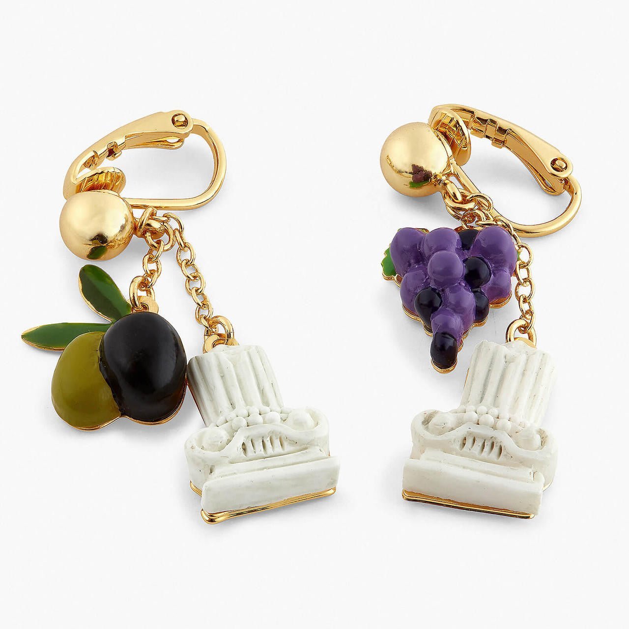 Column, Grapes And Olive Post Earrings | APPD1081 - Les Nereides