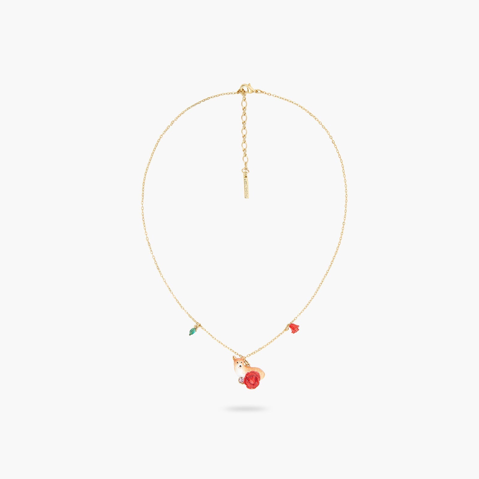 Corgi And Red Rose Pendant Necklace | ASLA3021 - Les Nereides