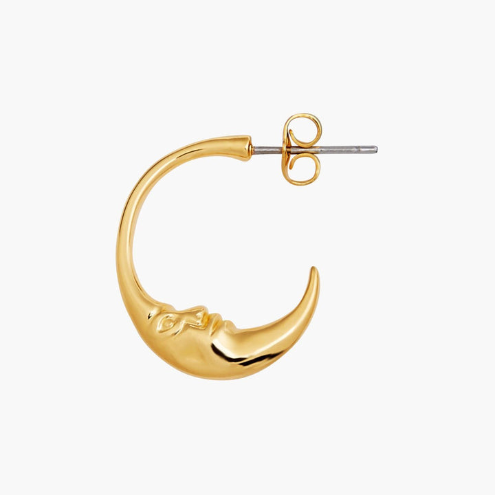 Crescent Moon Face Earrings | AOMI1031 - Les Nereides