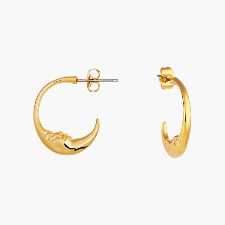 Crescent Moon Face Earrings | AOMI1031 - Les Nereides