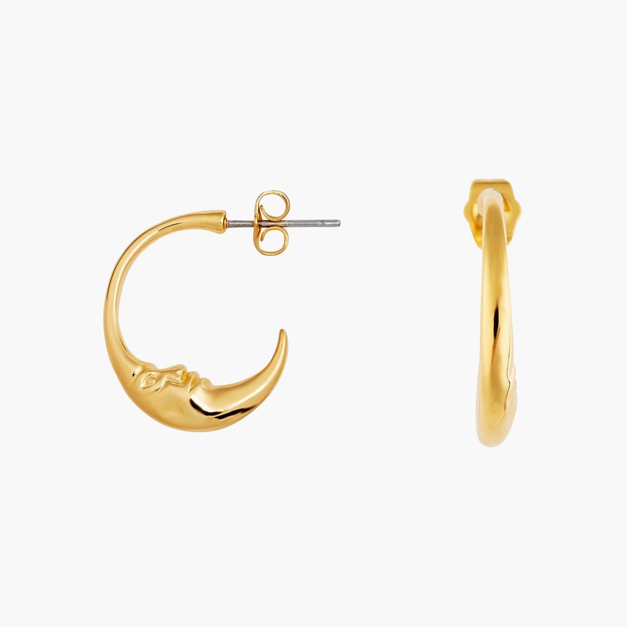Crescent Moon Face Earrings | AOMI1031 - Les Nereides
