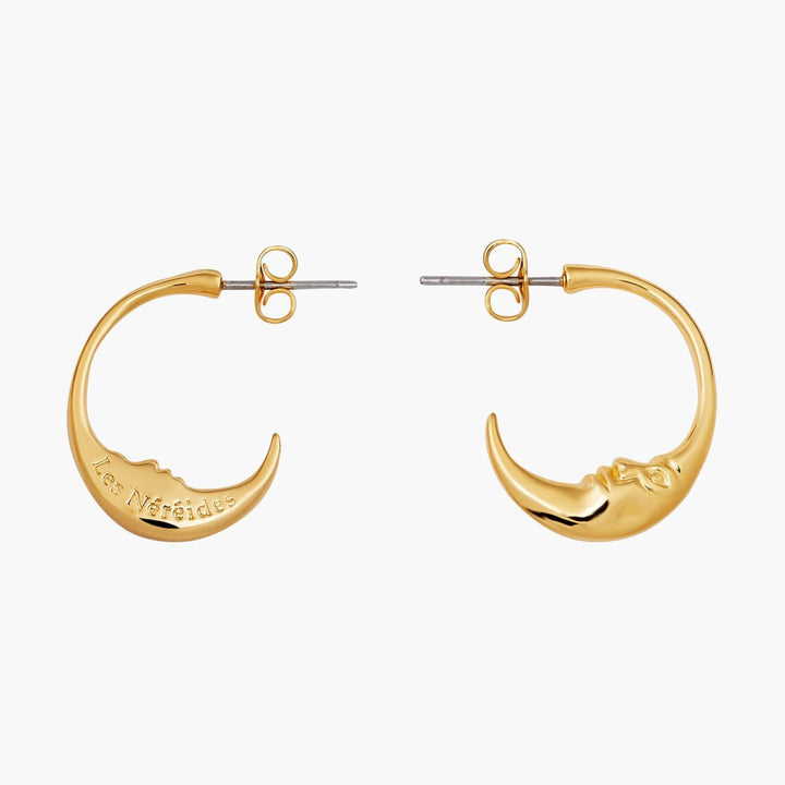Crescent Moon Face Earrings | AOMI1031 - Les Nereides