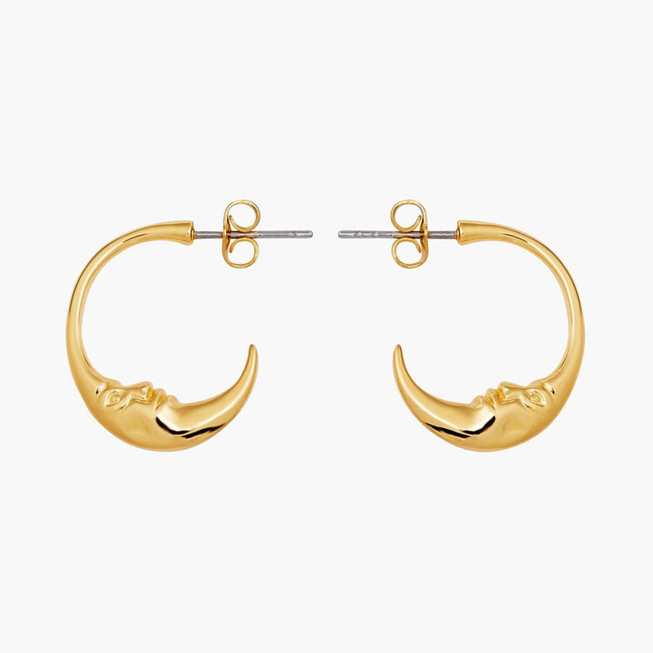 Crescent Moon Face Earrings | AOMI1031 - Les Nereides