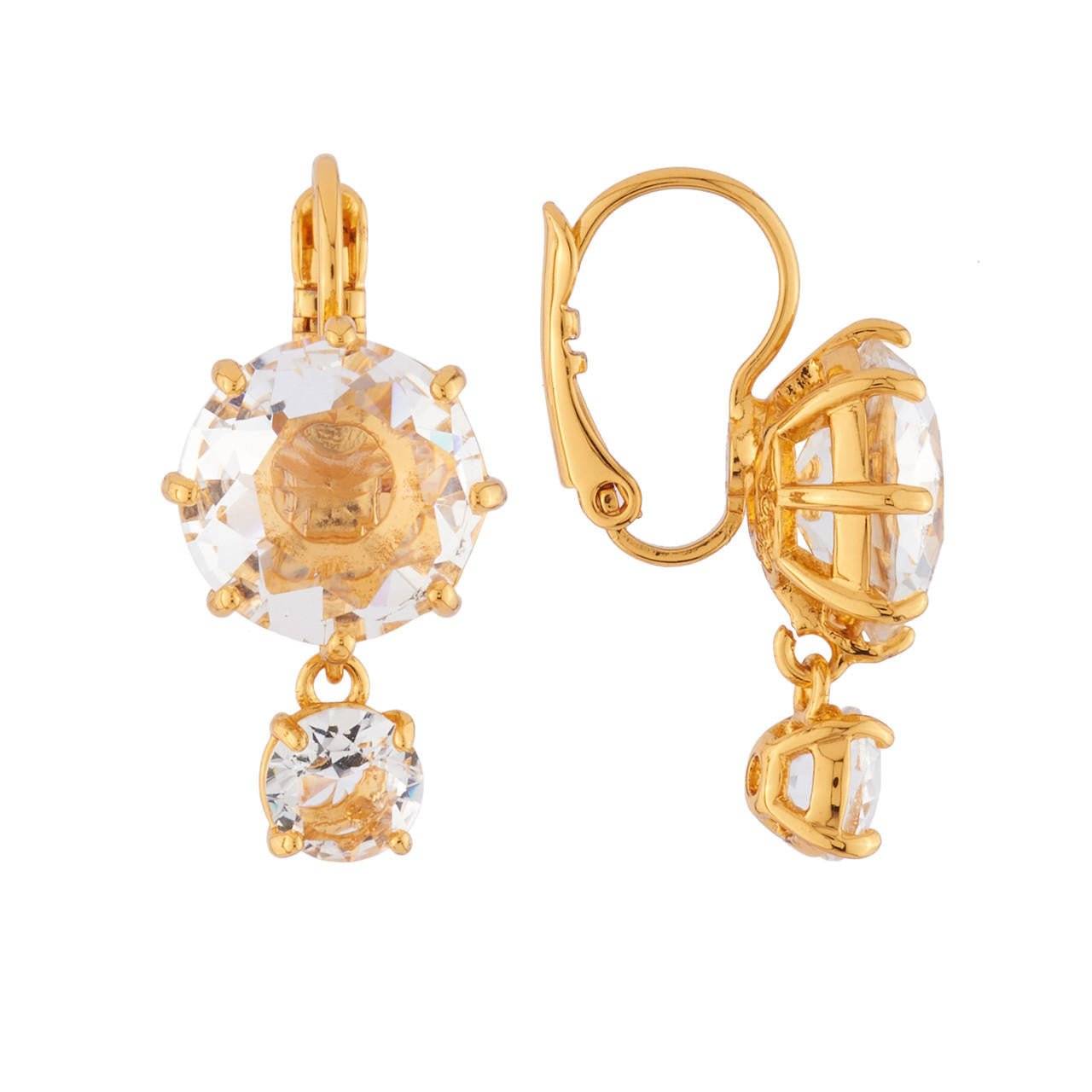 Crystal 2 Round Stones La Diamantine Dormeuses Earrings | AILD126D/2 - Les Nereides